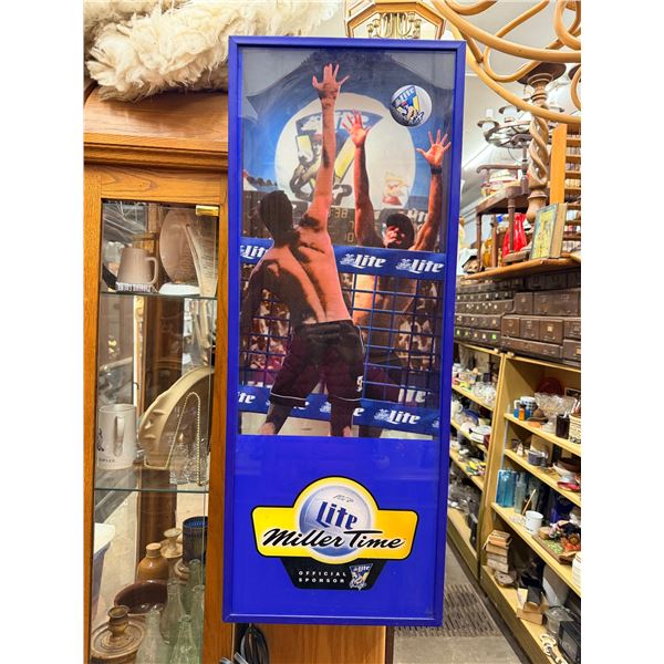 1998 MILLER LITE BEER AVP BEACH PRO VOLLEYBALL TOUR BAR SIGN 3-INCH MILLER TIME
