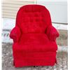 Image 1 : TUFTED RED VELVET SWIVEL LOUNGE CHAIR