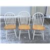 Image 1 : FARMHOUSE TWO-TONE WHITE AND NATURAL WOOD WINDSOR DINING CHAIRS WITH SPINDLE BACKS