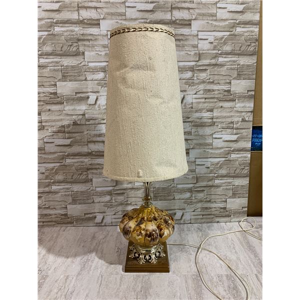 Mid Century Vintage Amber Glass Table Lamp