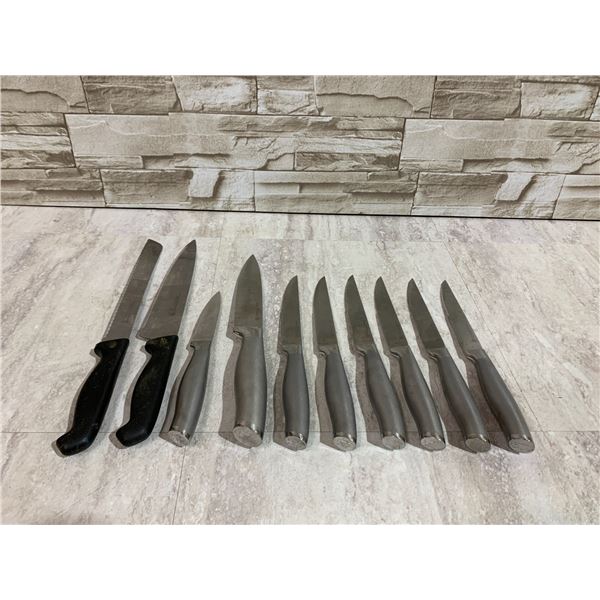 Lot of 10 J.A. Henckels stainless Steel Kitchen Knives - Mixed Sizes