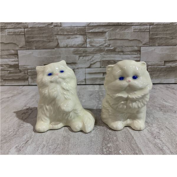 Lot of 2 Vintage Persian White Ceramic Cats