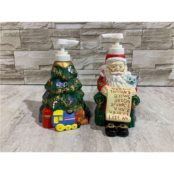Lot of 2 Christmas Soap Dispensers