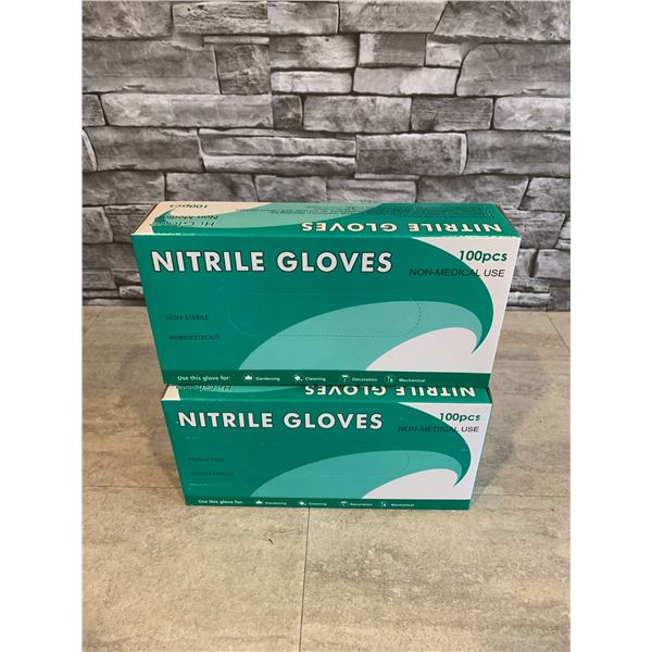 Lot of 2 Boxes - 100 Pieces Non-Medical - White Nitrile Gloves - Medium