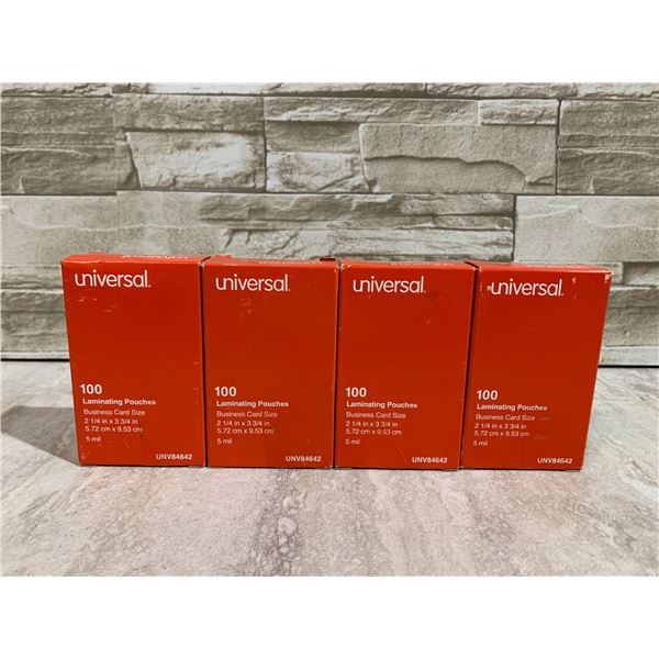 Lot of 4 Packs of 100 Universal Business Card Sized Laminating Pouches