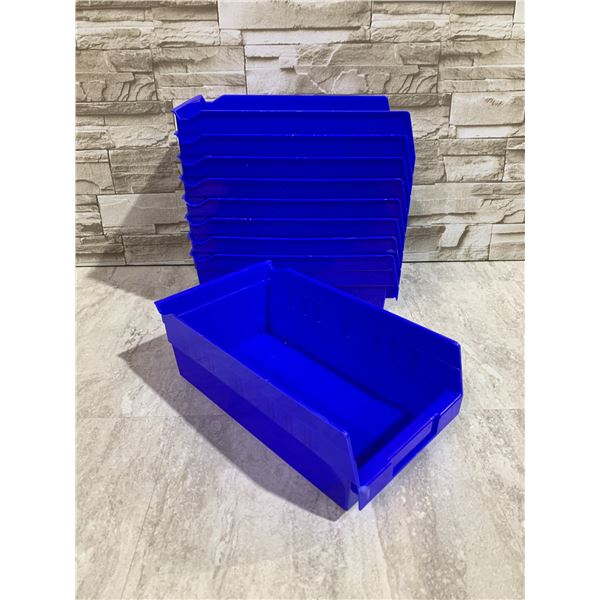 Lot of 9 Plastic Shelf Bins - 7 x 10 x 5