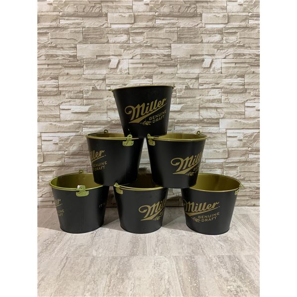Lot of Miller Genuine Draft Metal Buckts (Great for welding rods on the job)