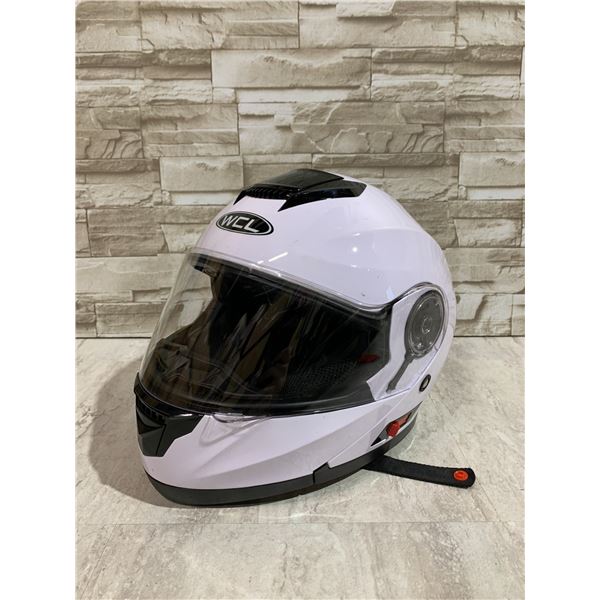 White Full Face Motorcycle Helmet with Sun Visor