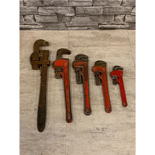 Lot of Mixed Sized Pipe Wrenches for Plumbing