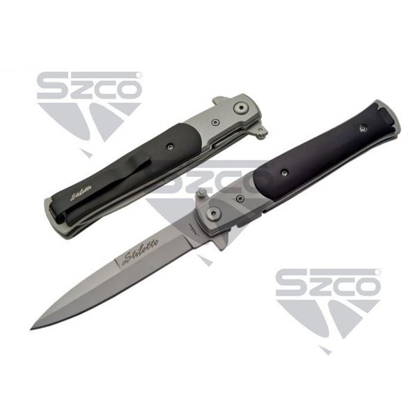 5" BLACK STILETTO STYLE LINER LOCK