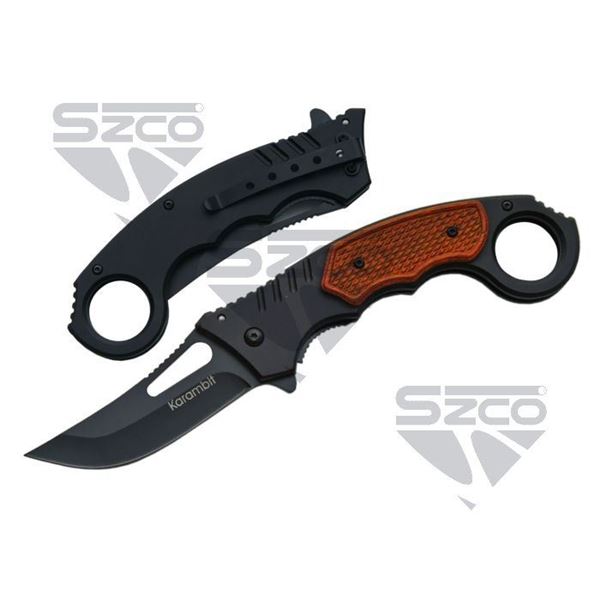 5.5" WOOD KARAMBIT STYLE LINER LOCK