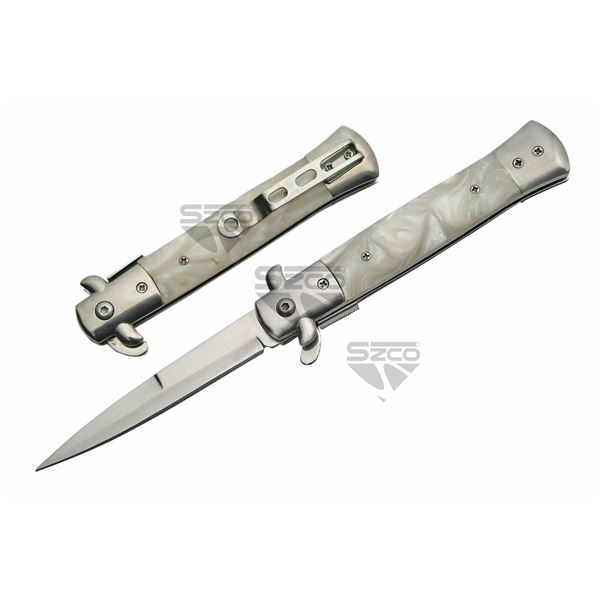 5" WHITE ORIGINAL STILETTO TYPE LINER LOCK