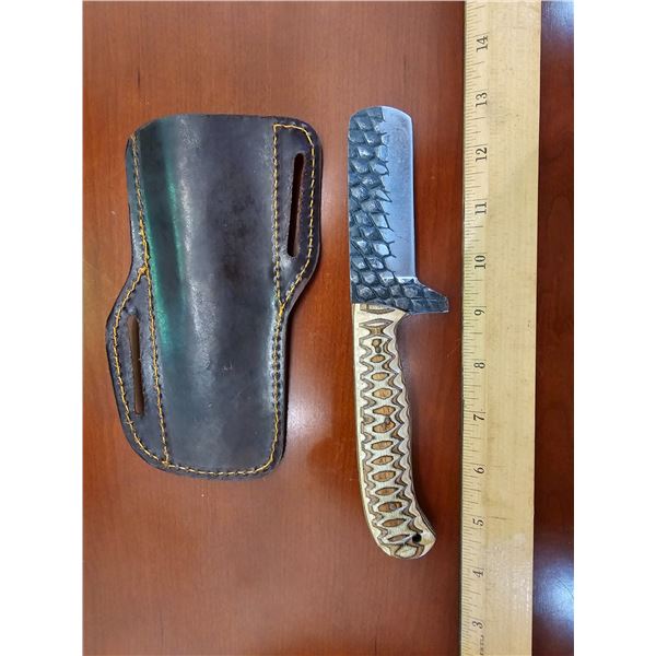 Hand Forged Steel Knife w/ Leather Sheath