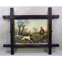 VINTAGE HUNTING PRINT IN ARTS AND CRAFTS STYLE FRA