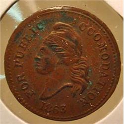 1863 CIVIL WAR ERA TOKEN - UNITED STATES COPPER - 
