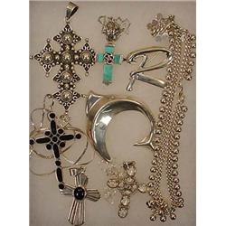 LOT OF STERLING SILVER JEWELRY - Incl. Crosses