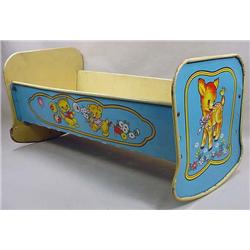 VINTAGE TIN LITHO DOLL CRADLE - Marked Another Sup