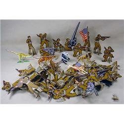 LARGE LOT OF VINTAGE DIE CUT TOY SOLDIERS AND ANIM