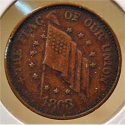 1863 CIVIL WAR ERA TOKEN - THE FLAG OF OUR UNION