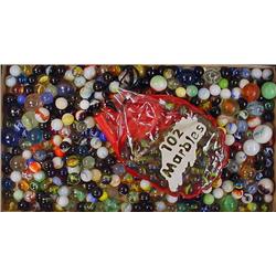 LARGE LOT OF VINTAGE MARBLES - INCL. SHOOTERS