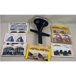 STEREOPTICAN VIEWER AND APPROX. 35 STEREOVIEW CARD