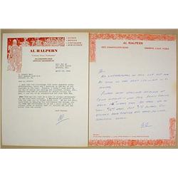 LOT OF 2 AL HALPERN CIRCUS SIGNED LETTERS ON LETTE