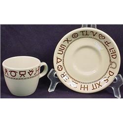 VINTAGE WALLACE CHINA CUP AND SAUCER - WESTERN DES