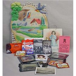 LOT OF MISC. TREASURES - Incl. Glass Slides, Milit