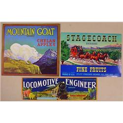 LOT OF 3 VINTAGE FRUIT LABELS - Mountain Goat, Sta