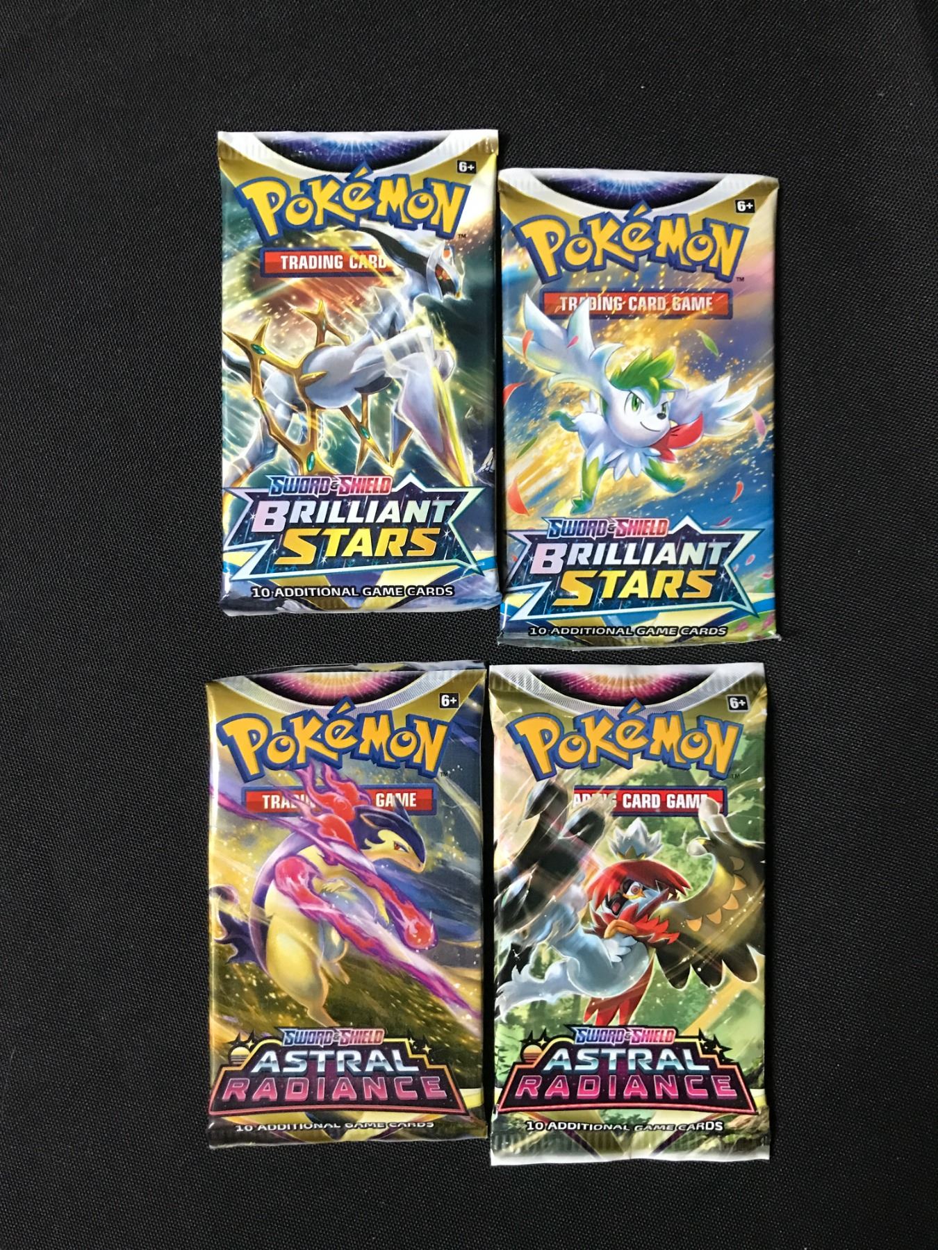 LOT OF 4 SEALED POKEMON TCG BOOSTER PACKS - 2 X BRILLIANT STARS 2 X ...