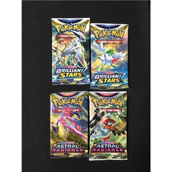 LOT OF 4 SEALED POKEMON TCG BOOSTER PACKS - 2 X BRILLIANT STARS 2 X ATRAL RADIANCE