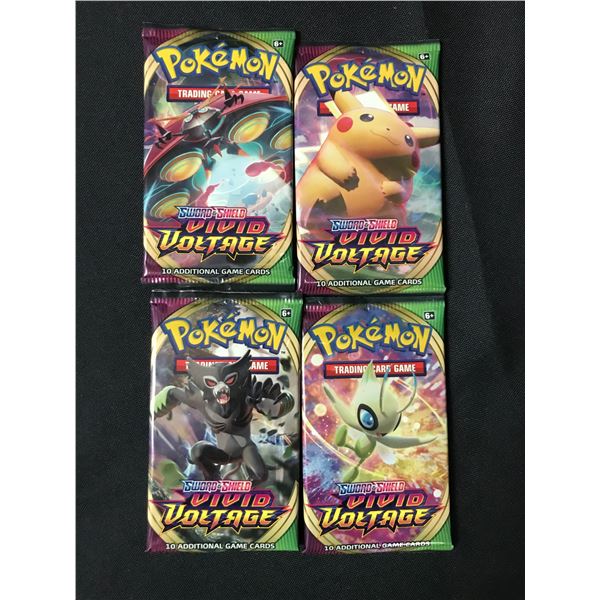 LOT OF 4 POKEMON TCG SWORD AND SHIELD VIVID VOLTAGE SEAKLED BOOSTER PACKS