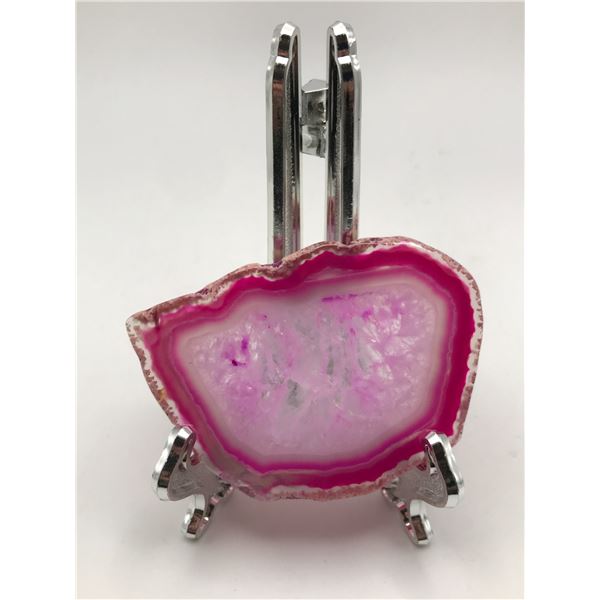 BEAUTIFUL PINK GEODE ON STAND