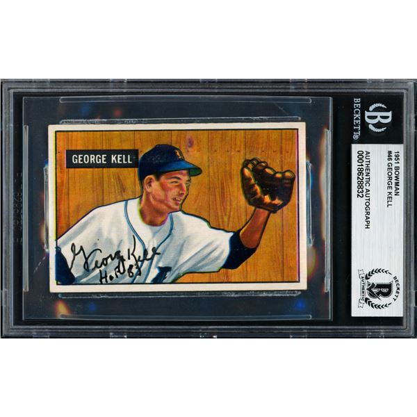 1951 BOWMAN  GEORGE KELL SIGNED TRADING CARD - BECKETT COA