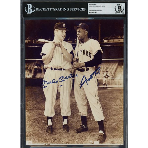 MICKEY MANTLE  AND WILLIE MAYS DUAL SIGNED PHOTOGRAPH - BECKETT COA