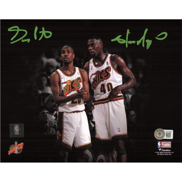 GARY PAYTON & SHAWN KEMP DUAL SIGNED 8X10 - BECKETT COA