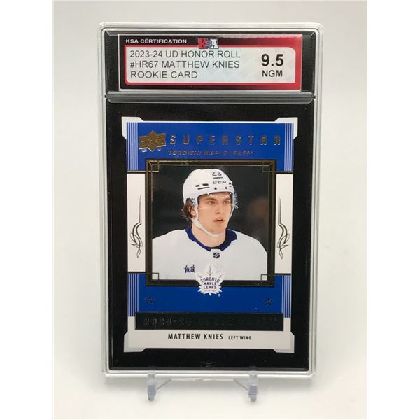 2023-24 UPPER DECK HONOR ROLL MATTHEW KNIES ROOKIE CARD - KSA GRADE 9.5