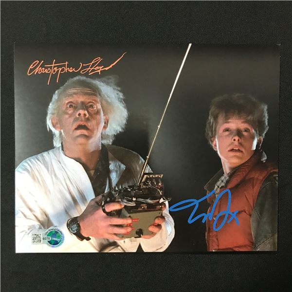 CHRISTOPHER LLOYD AND MICHAEL J FOX SIGNED BACK TO THE FUTURE 8X10 - WWOC COA