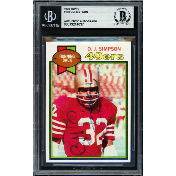 1979 TOPPS OJ SIMPSON SIGNED TRADING CARD - BECKETT COA