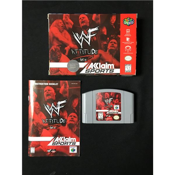 WWF ATTITUDE NINTENDO 64 VIDEO GAME WITH BOX AND MANUAL