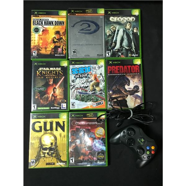 XBOX VIDEO GAME LOT WITH CONTROLLER