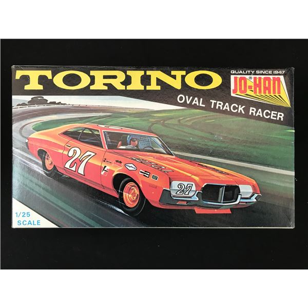 RARE VINTAGE JO HAN TORINO OVAL TRACK RACER 1:25 SCALE MODEL KIT IN ORIGINAL PACKAGING