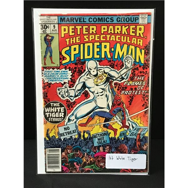 PETER PARKER THE SPECTACULAR SPIDERMAN #9 1ST WHITE TIGER - MARVEL COMICS