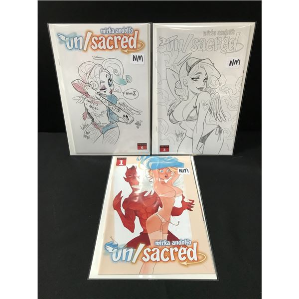 LOT OF 3 UN/SACRED COMICS - MIRKA ANDOLFO