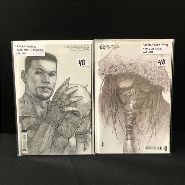 LOT OF 2 BATMAN 1:25 RATIO VARIANT COMICS - DC COMICS