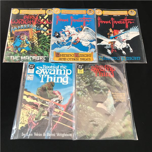 LOT OF 5 DC COMICS - FRANK FRAZETTA AND ROOTS OF THE SWAMP THING