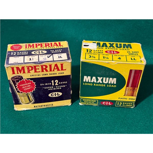 12 Gauge Imperial and Maxum Long Range Shotgun Shells in Collector's Boxes