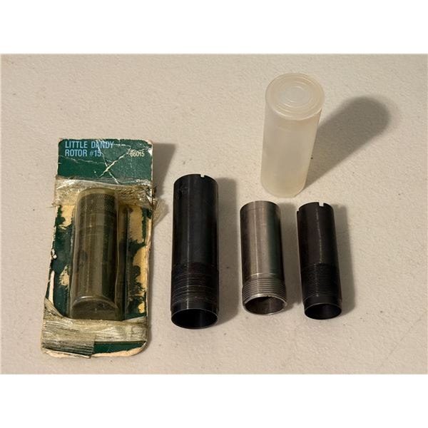Assorted Shotgun Choke Tubes and Little Dandy Rotor 15