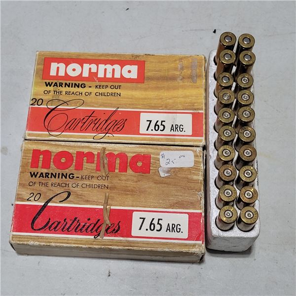 7.65 Argentine  Factory Norma Ammo  & 5 Reloaded Ammo