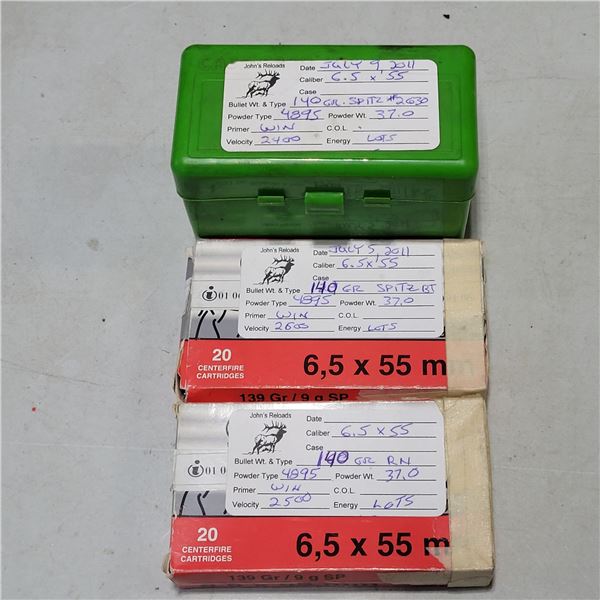 6.5 x 55 Swedish RELOADED Ammo